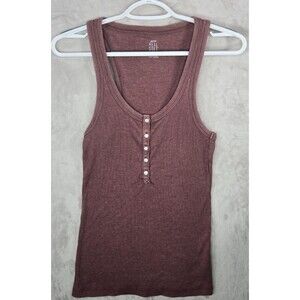 Aerie Henley Tank Top Size Medium Pink Real Soft Ribbed Racer Back Coquette Y2K